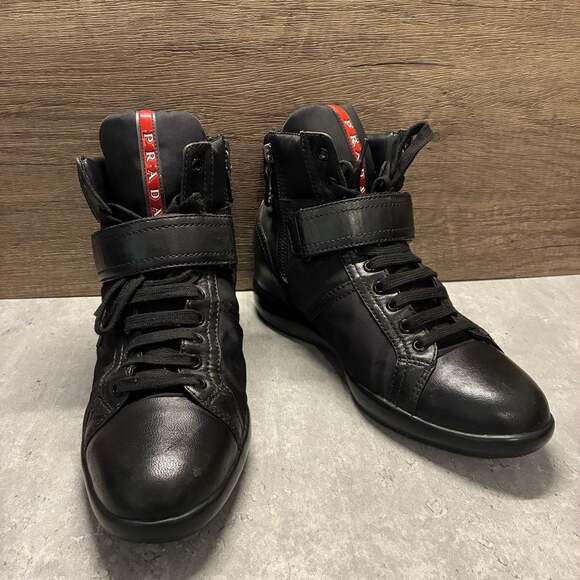 Prada Shoes - Y2k Prada Linea Rossa high-top sneaker boots in Black EU 38 Sz 7.5, 8